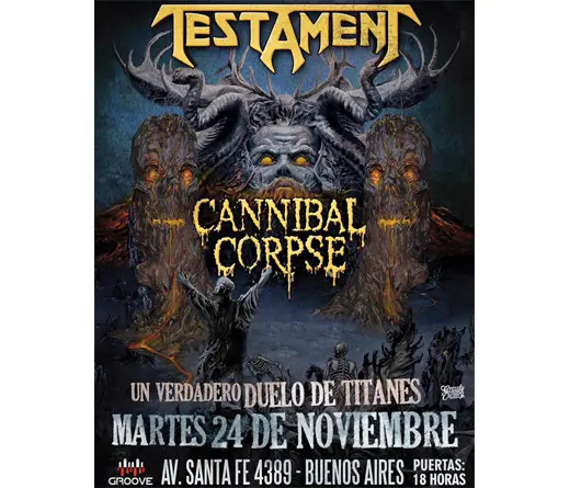 Testament y Cannibal Corpse tocarn juntos, y visitarn Argentina en 2015.